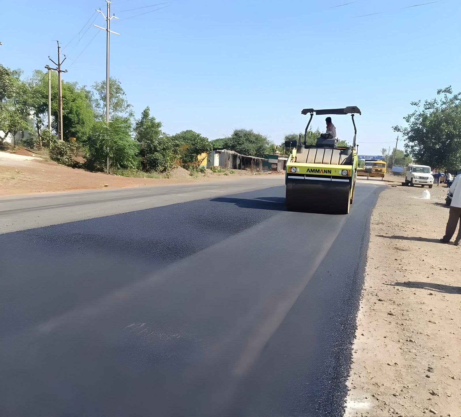 Road construction team at work